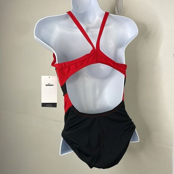 Nike Swim Hydrastrong Black and Red Swimsuit size 4 new with tags - Picture 3 of 7